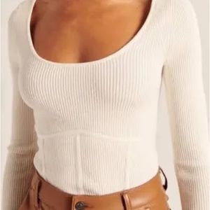 Abercrombie Crop Scoopneck Corset Sweater Top
